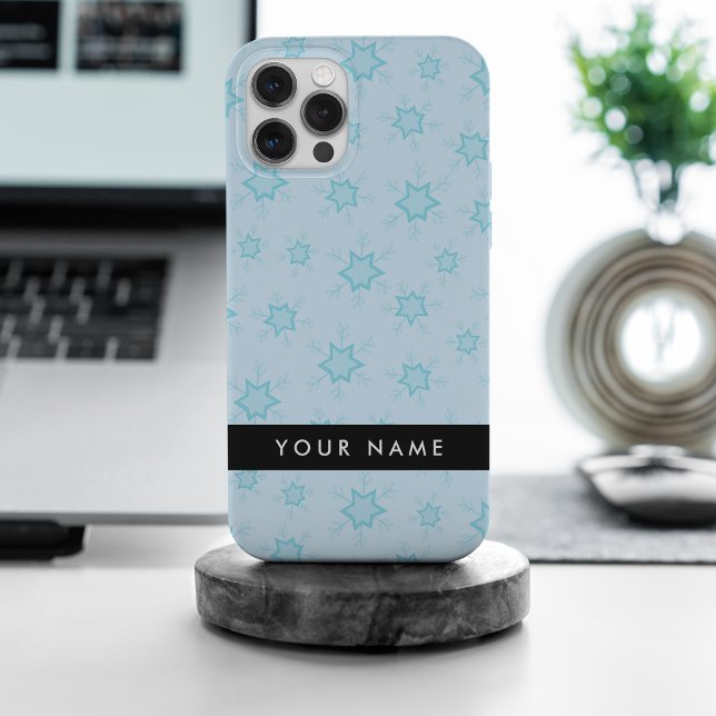 Ice Blue Snowflakes, Your name, Personalize Case-Mate iPhone Case (Creator Uploaded)