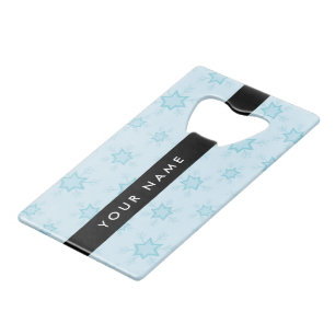 Ice Blue Snowflakes, Your name, Personalize Credit Card Bottle Opener