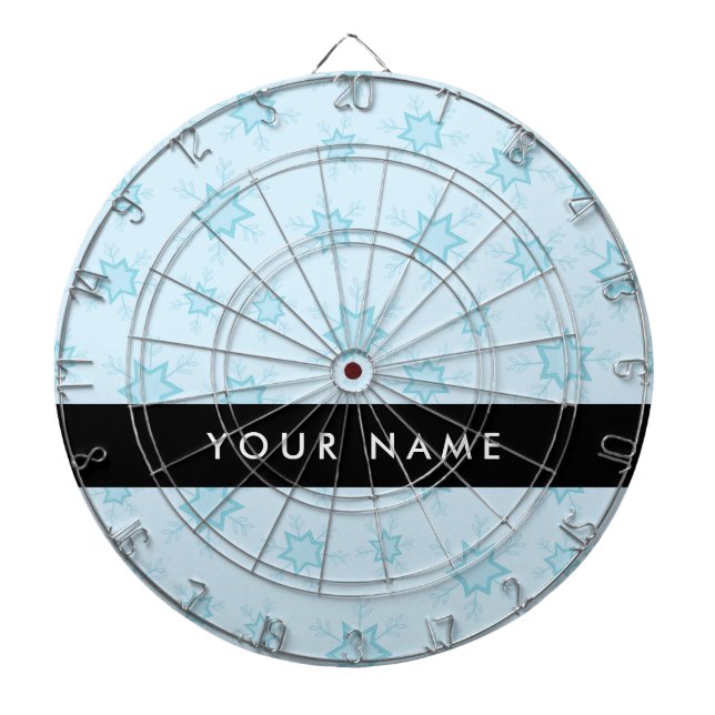 Ice Blue Snowflakes, Your name, Personalize Dartboard (Front)