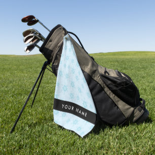 Ice Blue Snowflakes, Your name, Personalize Golf Towel