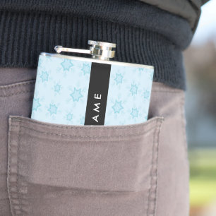 Ice Blue Snowflakes, Your name, Personalize Hip Flask