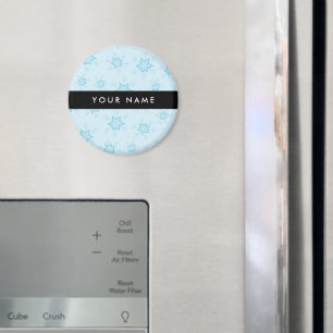 Ice Blue Snowflakes, Your name, Personalize Magnet