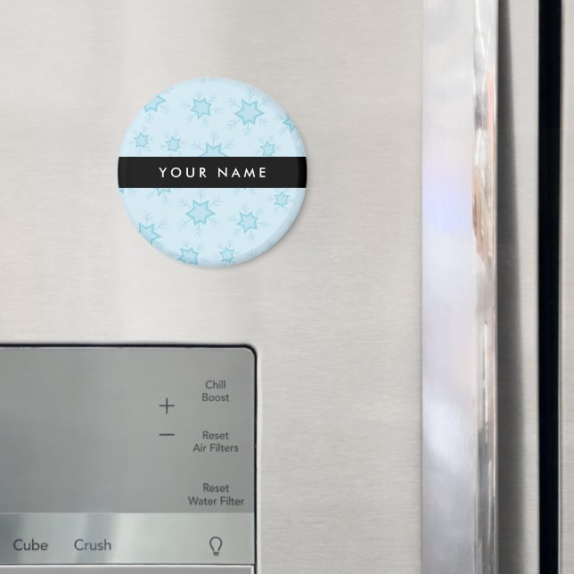 Ice Blue Snowflakes, Your name, Personalize Magnet (In Situ (Fridge))