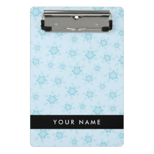 Ice Blue Snowflakes, Your name, Personalize Mini Clipboard