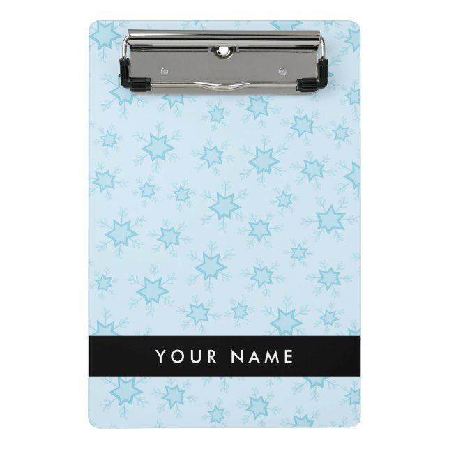 Ice Blue Snowflakes, Your name, Personalize Mini Clipboard (Front)