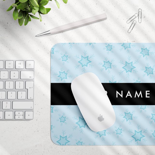 Ice Blue Snowflakes, Your name, Personalize Mouse Pad (Creator Uploaded)