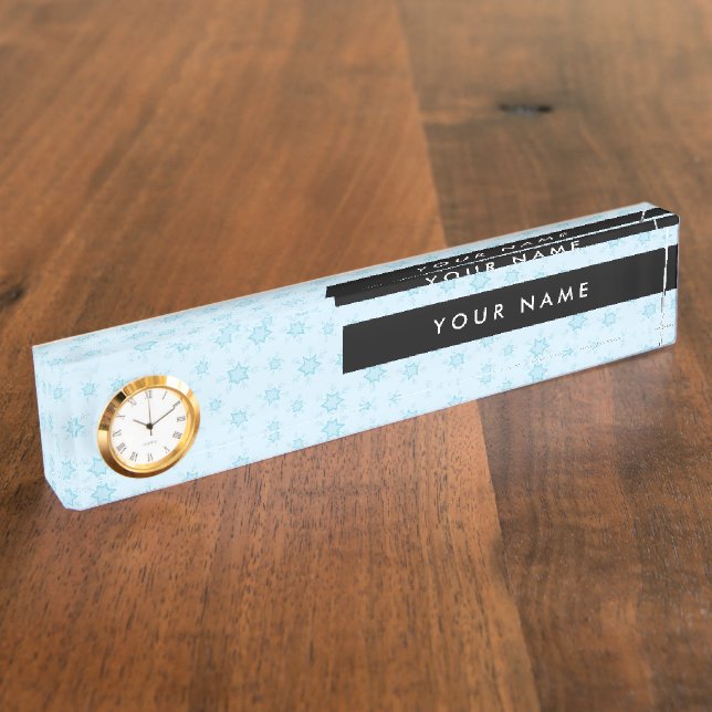 Ice Blue Snowflakes, Your name, Personalize Nameplate (Side)