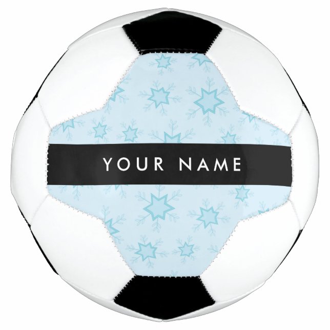 Ice Blue Snowflakes, Your name, Personalize Soccer Ball (Front)