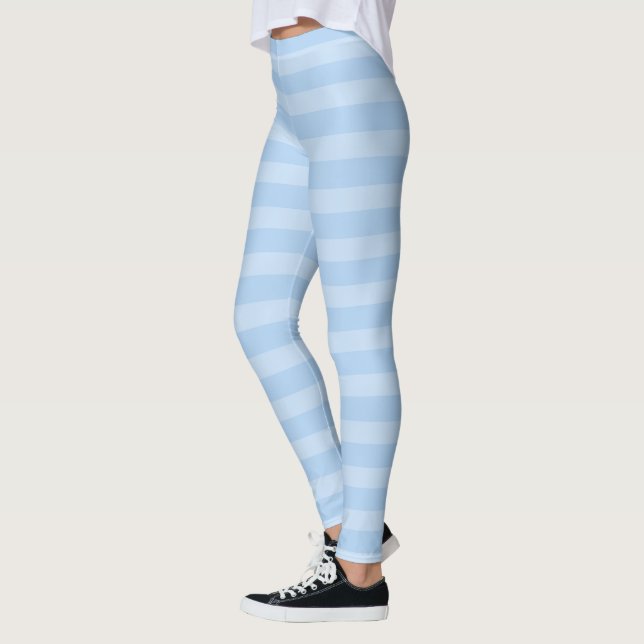 Ice Blue Stripes Christmas Halloween Leggings (Left)