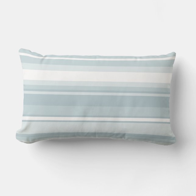 Ice blue stripes lumbar pillow (Front)