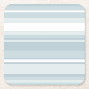 Ice blue stripes square paper coaster