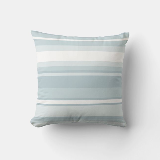 Ice blue stripes throw pillow (Front)