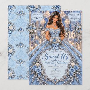 Ice Blue Sweet 16 Celebration Invitation