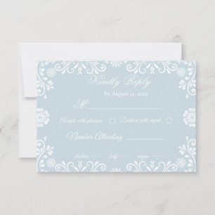Ice Blue Talavera Wedding  RSVP Card
