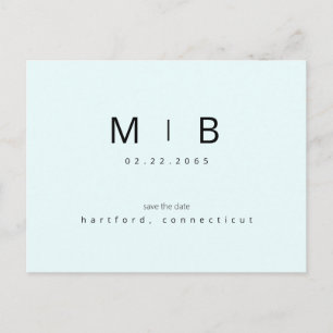 Ice Blue Tropical Monogram Wedding Save the Date  Postcard