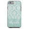 Ice Blue Vintage Damask Pattern Grungy Finish