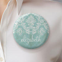 Ice Blue Vintage Damask Pattern with Grungy Finish