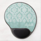 Ice Blue Vintage Damask Pattern with Grungy Finish