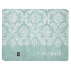 Ice Blue Vintage Damask Pattern with Grungy Finish