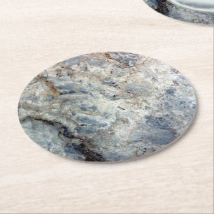 Ice blue white marble stone finish round paper coaster