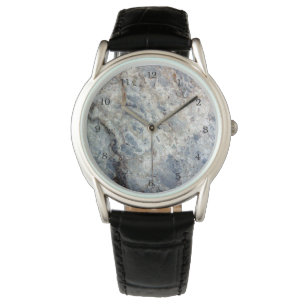 Ice blue white marble stone finish watch