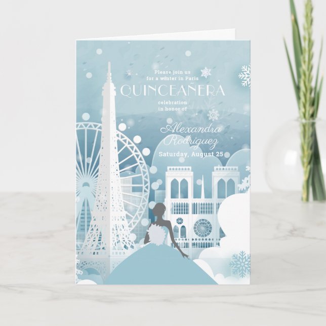 Ice Blue Winter in Paris Invitation (Front)