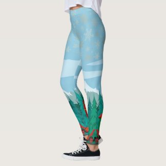 Ice Blue with Gold Snowflakes Leggings