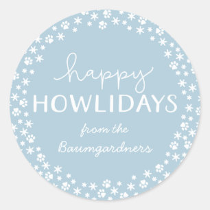 Ice BlueHappy Howlidays Pet Lover Holiday Classic Round Sticker