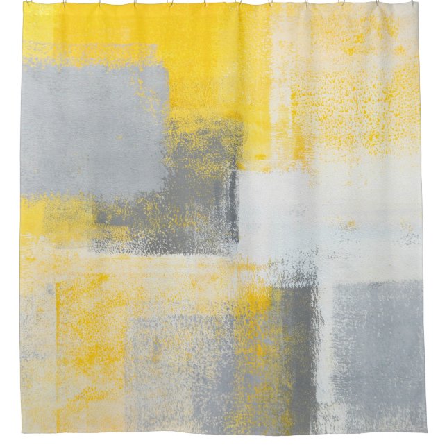 'Ice Box' Grey and Yellow Abstract Art (Front)