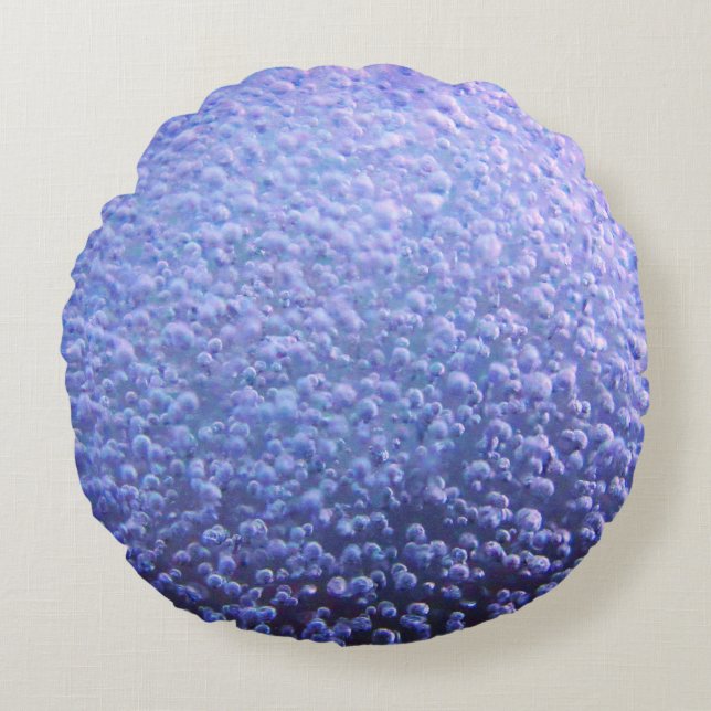 Ice Bubbles Cool Blue Tones Round Pillow (Front)