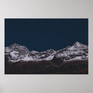 ICE-CAPPED MOUNTAIN AT NIGHT POSTER