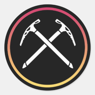 Ice Climbing - Crossed Ice Axes Classic Round Sticker