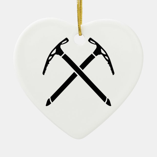 Ice climbing picks axe ceramic ornament (Front)