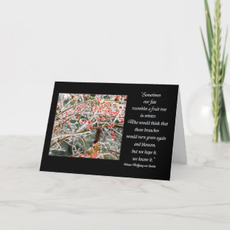 Ice covered branches & berries Goethe fate quote Card