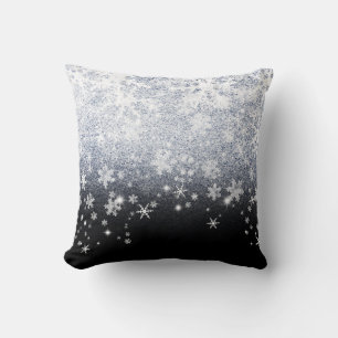 Ice Crackled Snowflakes Throw Pillow