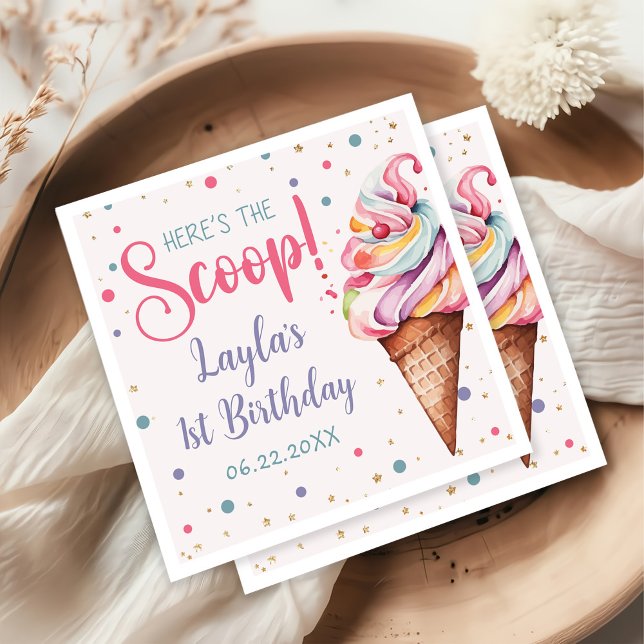 Ice Cream 1st Birthday Party Napkin (Creator Uploaded)