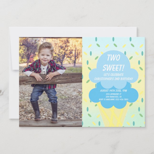 Ice Cream 2nd Birthday Invitation (Front)