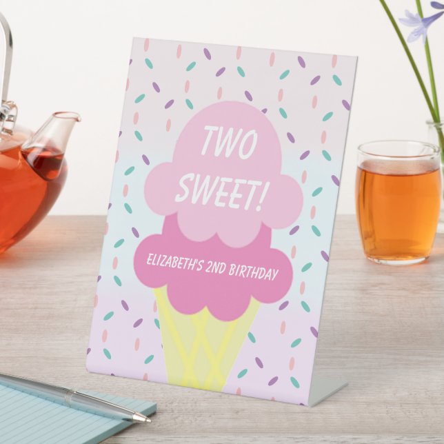 Ice Cream 2nd Birthday Pedestal Sign (In SItu)