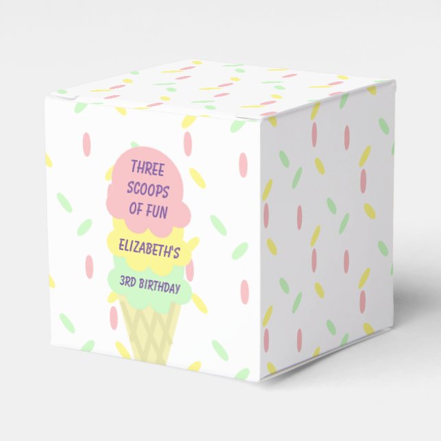 Ice Cream 3rd Birthday Favor Box (Front Side)