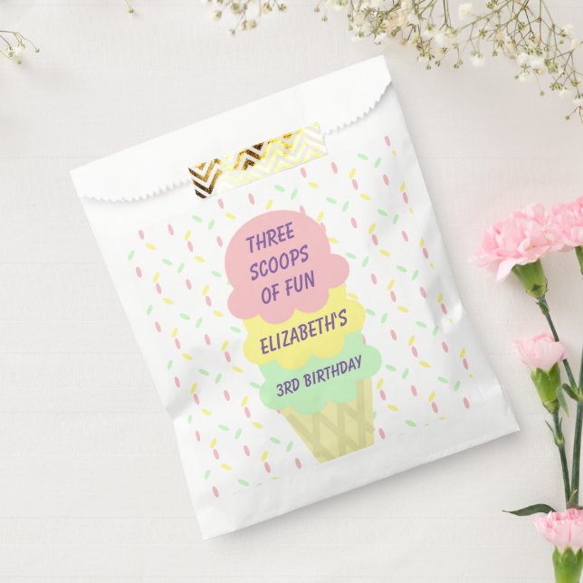 Ice Cream 3rd Birthday Favour Bag (Sealed)