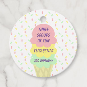 Ice Cream 3rd Birthday Favour Tags