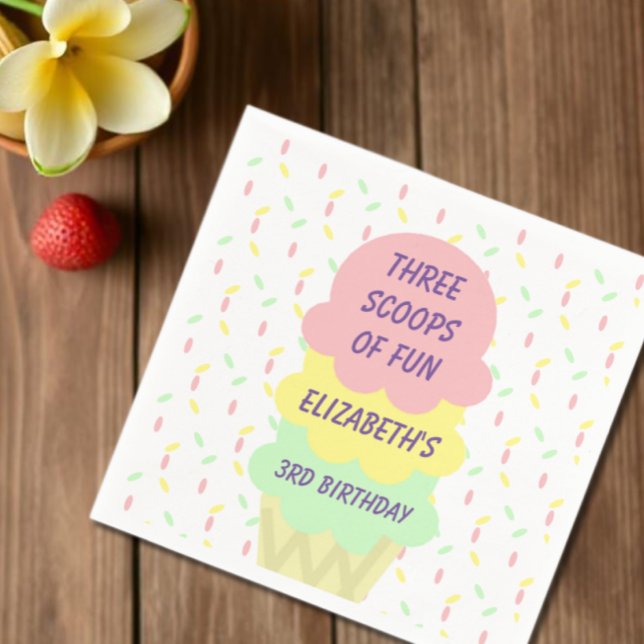 Ice Cream 3rd Birthday Napkin (Creator Uploaded)