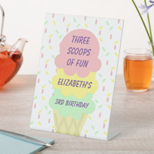 Ice Cream 3rd Birthday Pedestal Sign
