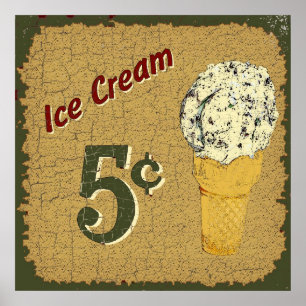 Ice Cream 5 cents Poster