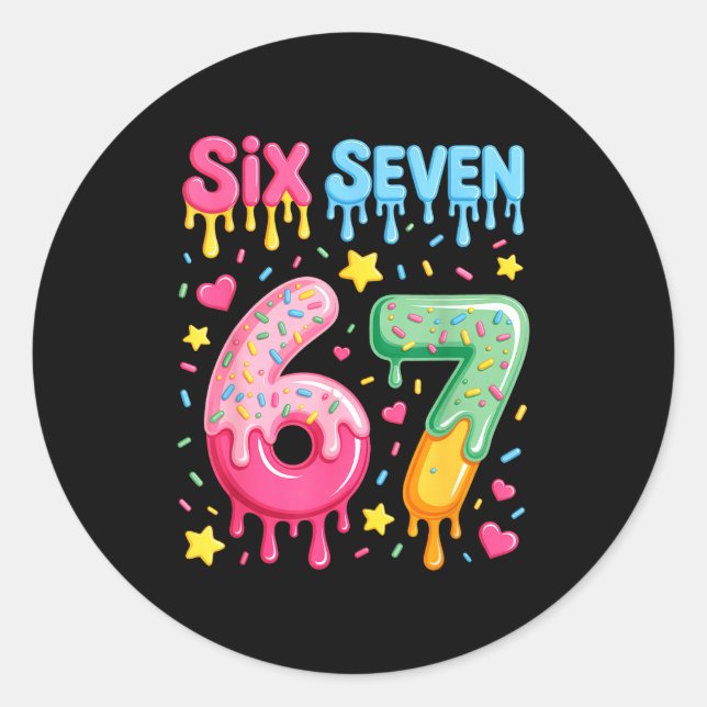 Ice Cream 67 Meme Funny Six Seven Gen Alpha Slang  Classic Round Sticker (Front)