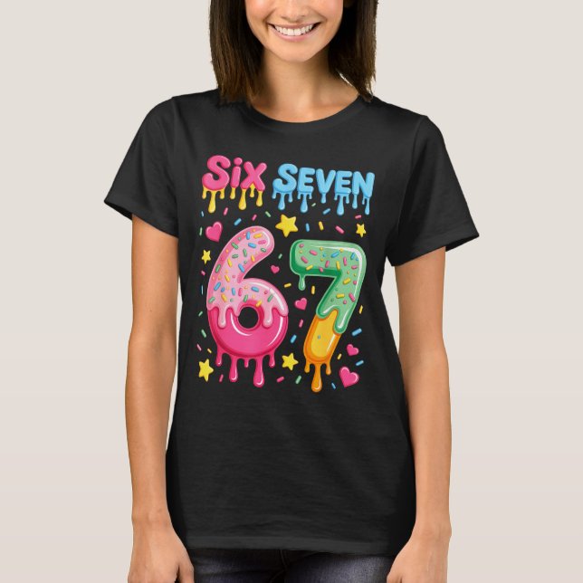 Ice Cream 67 Meme Funny Six Seven Gen Alpha Slang  T-Shirt (Front)