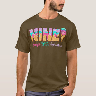 Ice Cream 9th Birthday Girl 9 Years Old Cute Match T-Shirt