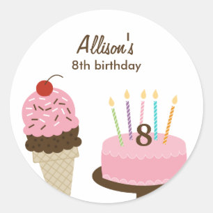 Ice Cream and Cake Favour Sticker or Envelope Seal