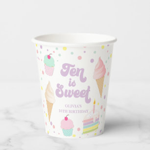 Ice Cream and Cake Ten is Sweet 10th Birthday Paper Cups