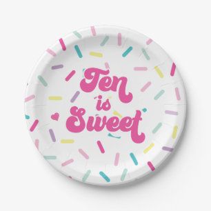 Ice Cream and Cake Ten is Sweet 10th Birthday Paper Plate
